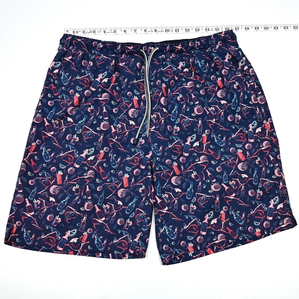 Peter Millar Seaside Swim Shorts‎ Mens L Recipes for Disaster Bloody Mary Shark - Picture 2 of 11